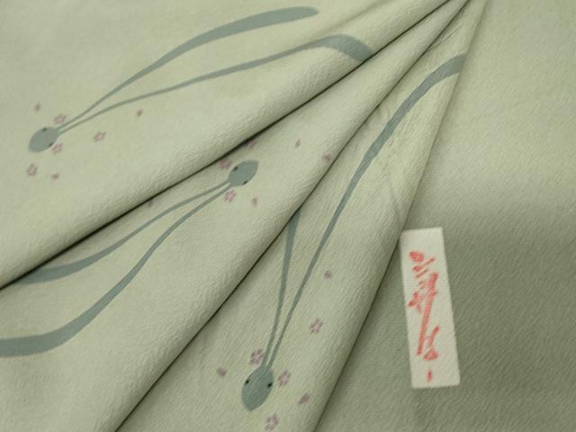 平和屋着物▽世界的人形師 辻村寿三郎 ジュサブロー 小紋 単衣 兎 舞桜 正絹 逸品 DAAS0531az拍卖