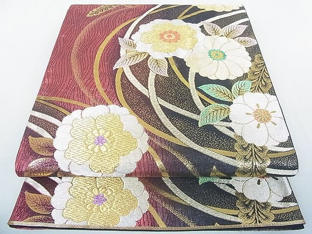 平和屋着物■六通柄袋帯 草花文 金銀糸 逸品 DAAH1304sa拍卖