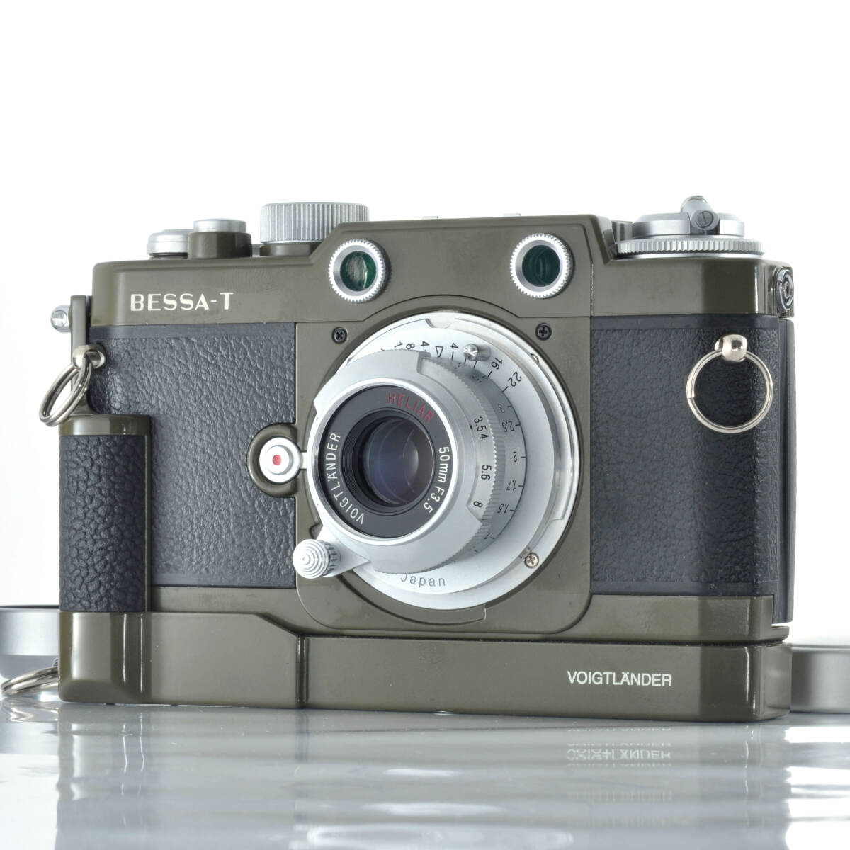 【フォクトレンダー】Voigtlander BESSA-T オリーブ + HELIAR 50mm F3.5 Lマウント レンジファインダー + ハンドグリップ付き #J500拍卖