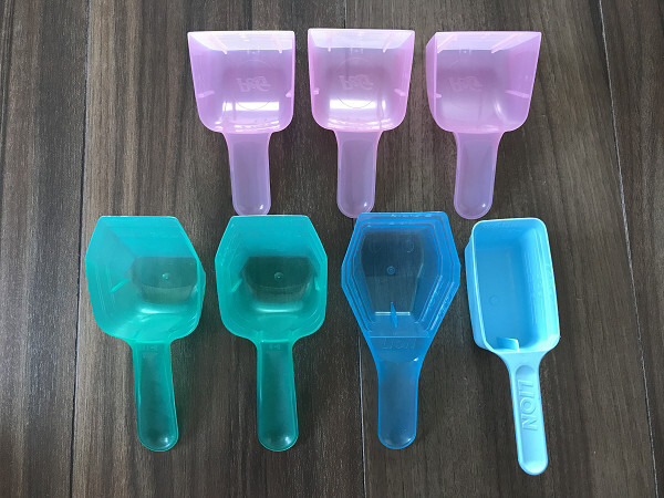 計量スプーン 4種 7個セット まとめて 洗濯 粉洗剤 付属 計量カップ 目盛 プラスチック ピンク 緑 青 水色 P&G 花王 Kao ライオン LION拍卖