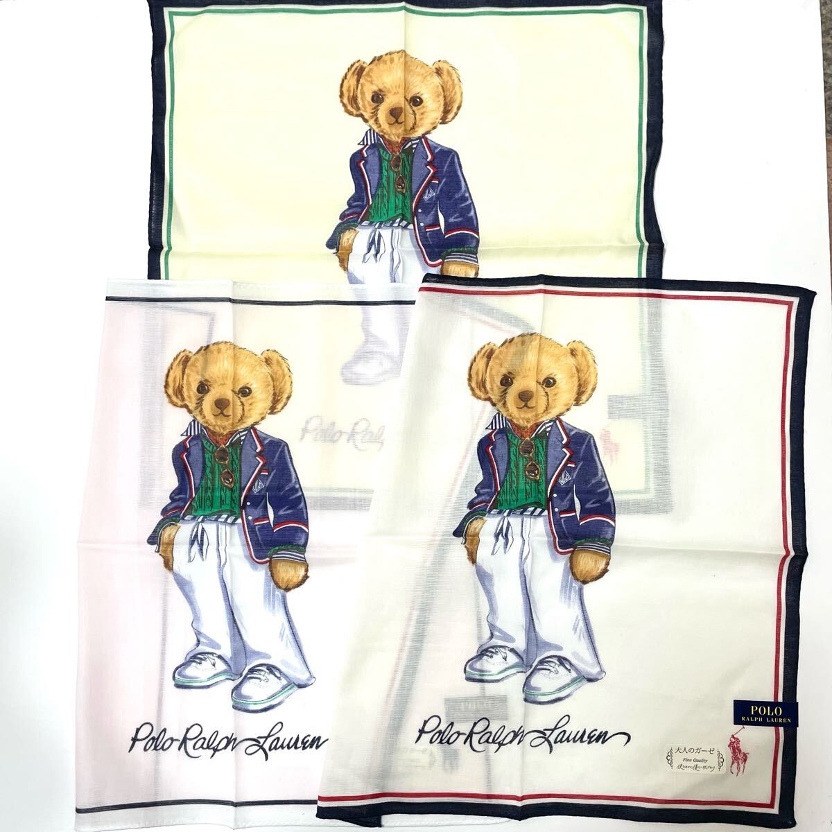★送料無料★新品★ポロ ラルフローレン 大人のガーゼ ハンカチ 3枚★ポロベア拍卖
