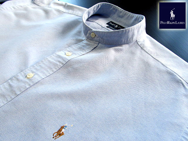 ★100円スタート!ラルフローレン RALPH LAUREN バンドカラーシャツ・オックスフォード 長袖 XLサイズ 希少品 ラルフプレミアム・ブルー拍卖