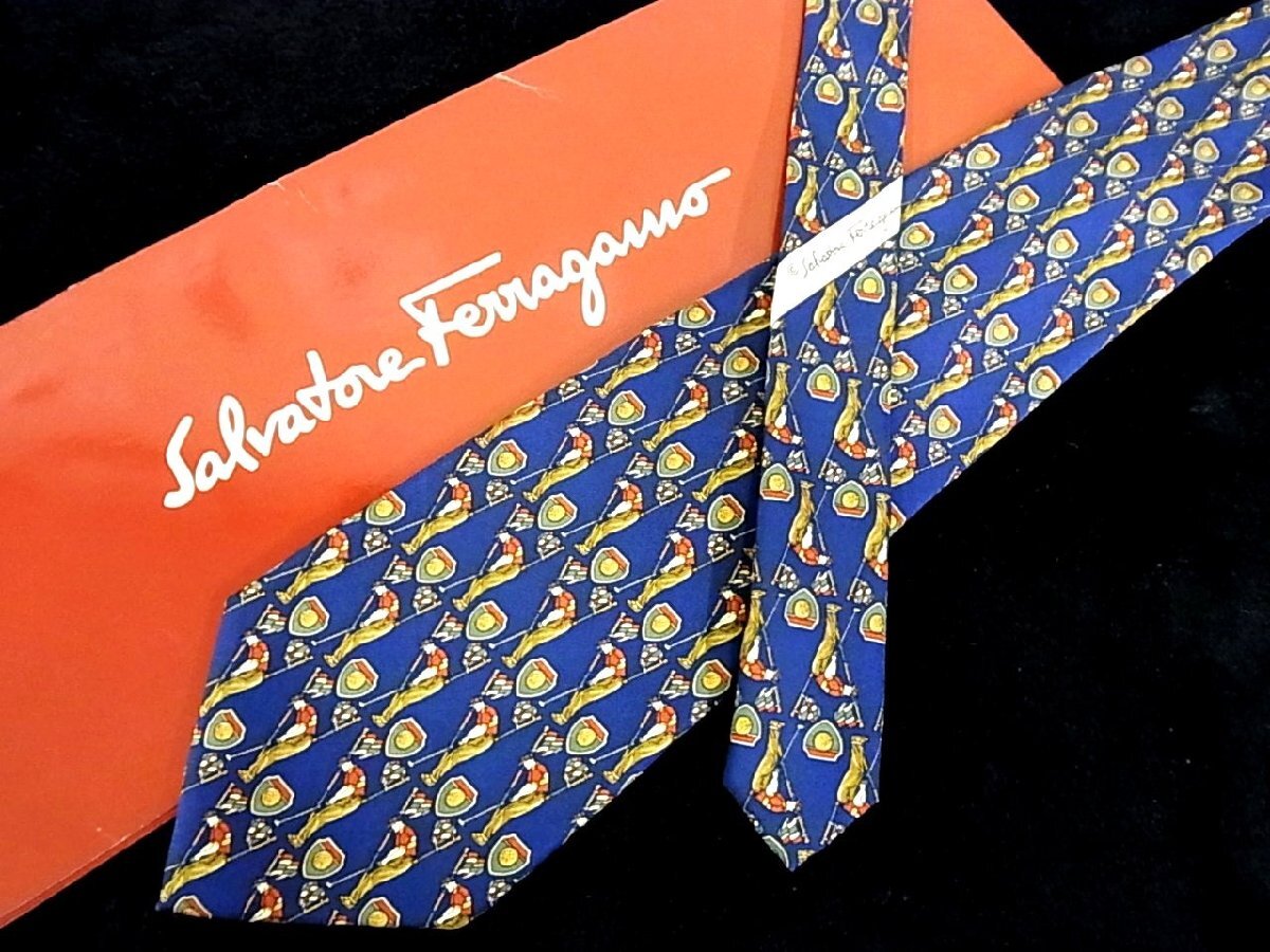 ♪今週の特売980円~♪4093♪良品【FERRAGAMO】フェラガモ【ゴルフ スポーツ 柄】ネクタイ♪拍卖