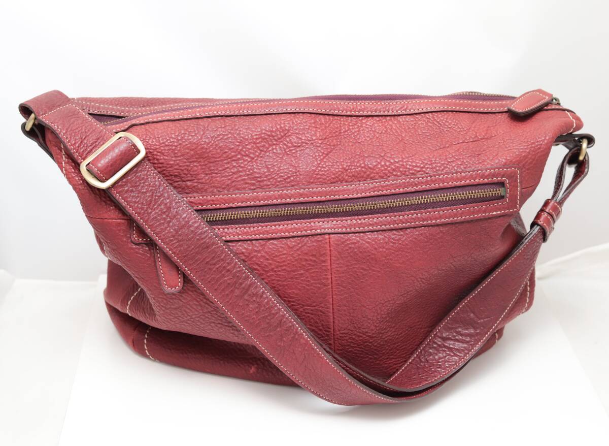 大型 極上 希少 レア 土屋鞄 トーンオイルヌメ ショルダー セミオーダー 特別制作品 tsutiya-kaban 赤 大きめサイズ ショルダーバッグ拍卖