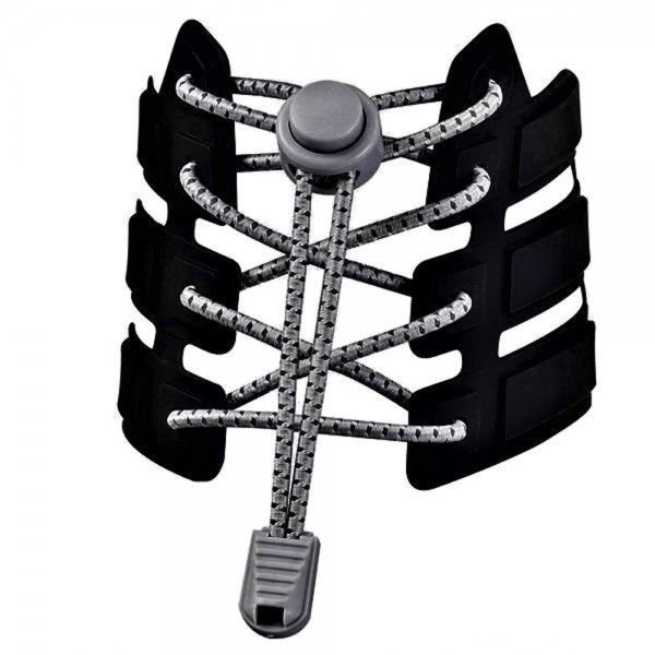 靴ひも 結ばない 靴紐 ほどけない くつひも 伸縮 ゴム 伸びる靴紐 脱ぎ履き ワンタッチ 楽々 大人 子供 レースロック(グレー)拍卖