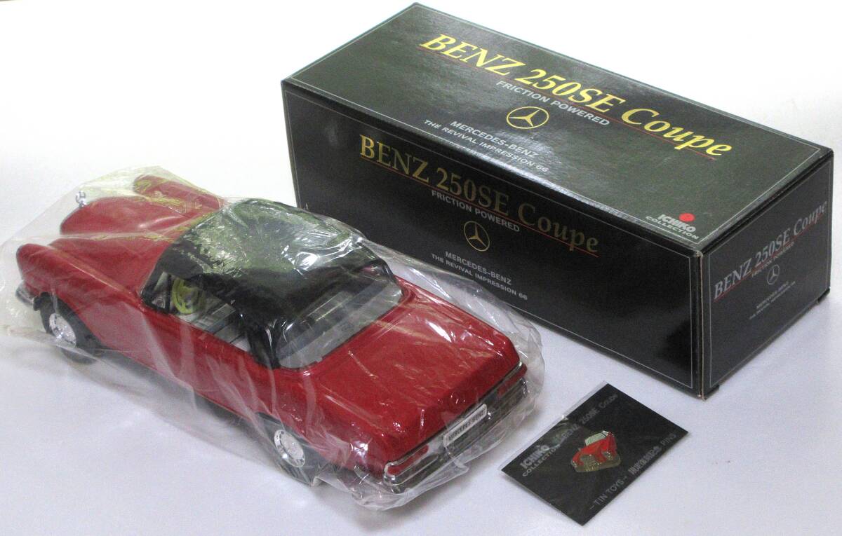 ほぼ未使用 ICHIKO★箱入りブリキの車 約 S:1/15 ■BENZ 250SE Coupe ピンバッジ・証明書付 限定復刻 拍卖