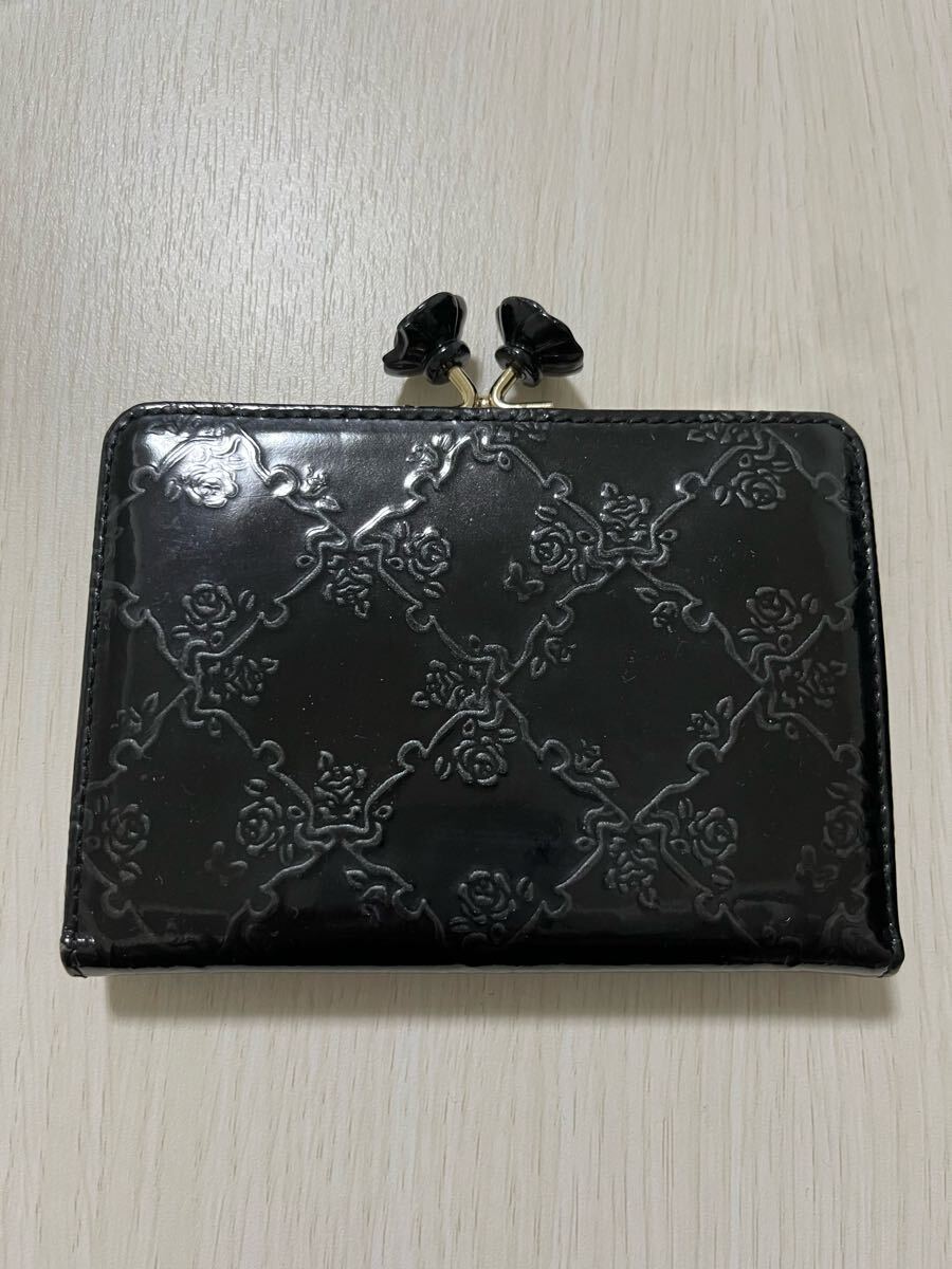 【T25061605】1円〜 ANNA SUI アナスイ 財布 がま口 ブラック 黒 マリークワント エナメル レディースウォッチ 小銭入れ ヴィンテージ拍卖