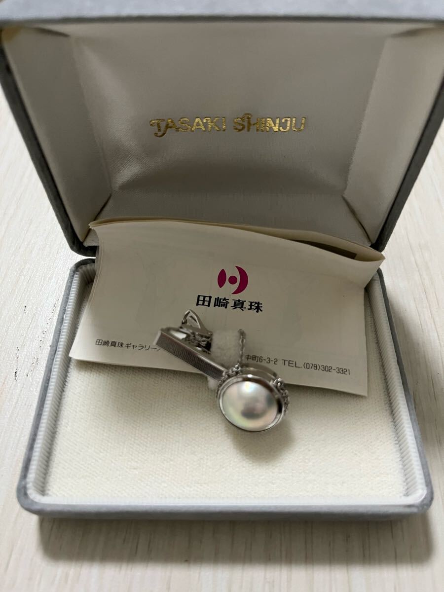 【T25060302】1円〜 TASAKI 田崎真珠 マベパール SILVER製 ネクタイピン アクセサリー タイピン アクセサリー メンズ ケース付き拍卖