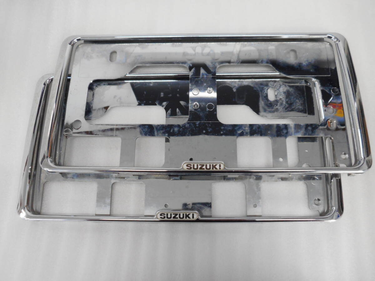 スズキ純正◆ナンバーフレーム◆前後2枚セット◆メッキナンバーフレーム拍卖