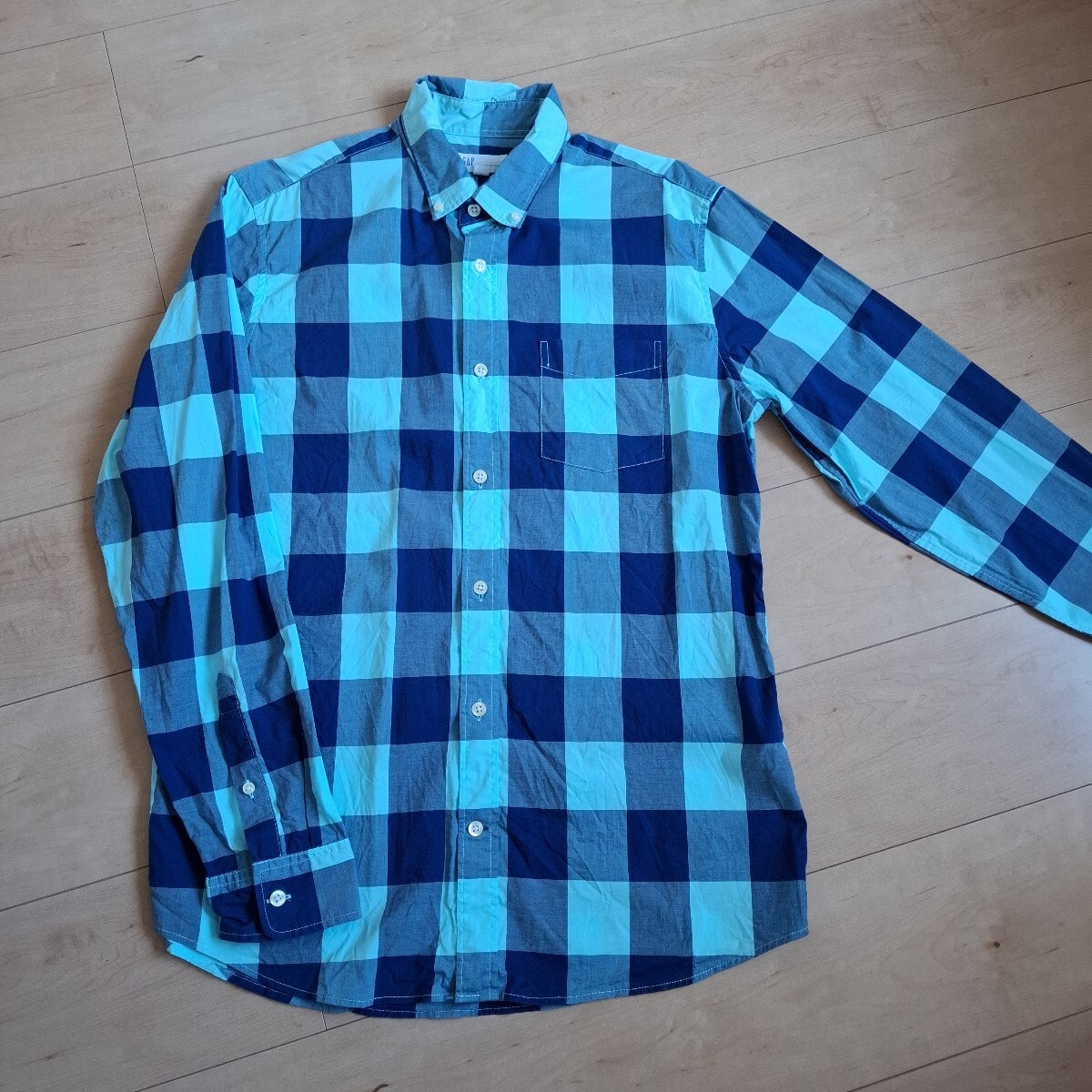 人気ブランド☆GAP ギャップ ☆ブルー系 チェック柄 長袖 シャツ 羽織りもの 上着 M拍卖
