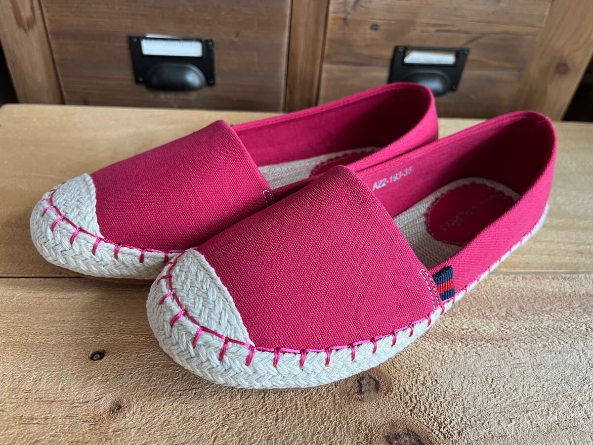 新品 レディース 35 キャンバス 靴 赤 レッド スリッポン Sサイズ パンプス 拍卖