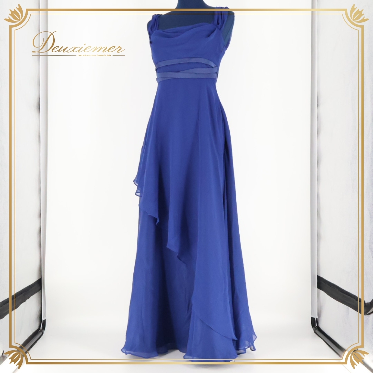 『送料無料』【日本製 パーティドレス】ブルー AIMER ワンピース ドレス 青 ラメ レース ロング 発表会 イベント ダンス 綺麗 鮮やか拍卖