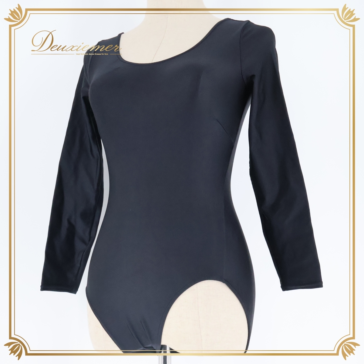 バレエ 衣装 チャコット レオタード 大人 長袖 Chacott M ブラック系 社交ダンス 黒 レッスン レッスンウエア 日本製 無地 ブラック拍卖