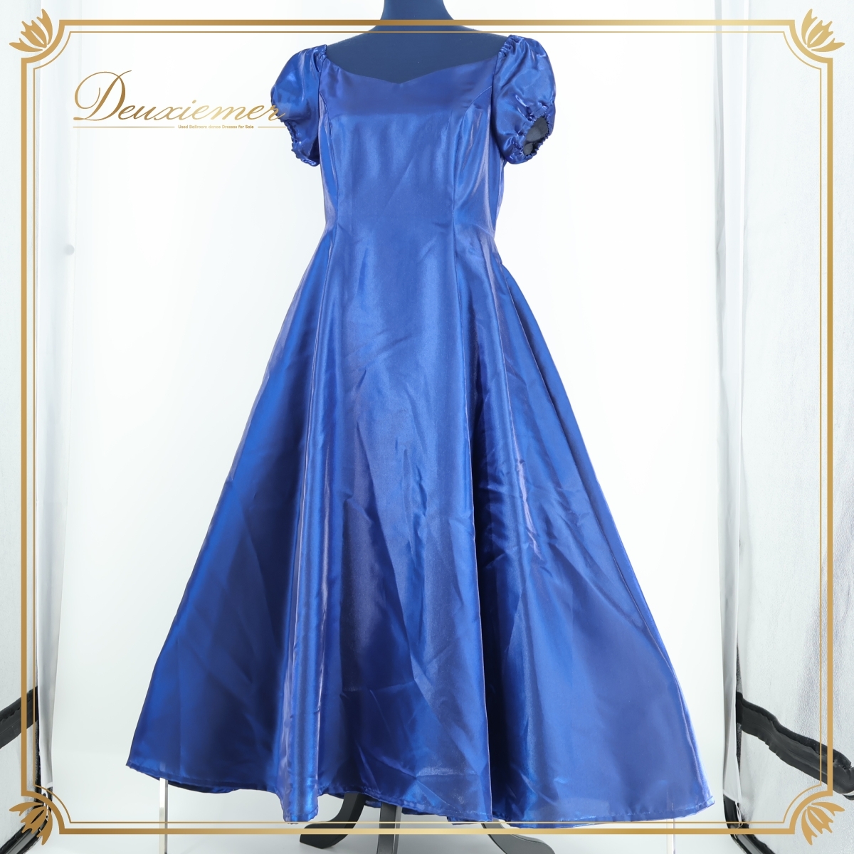 フラダンス 衣装 ワンピース ドレス ブルー系 フラ ダンス サテン 光沢 ハワイアン アロハ 無地 シンプル 軽い 青 落ち着いた キラキラ拍卖