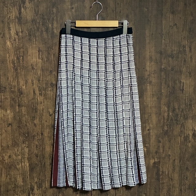 A443◇ZARA WOMAN | ザラ ウーマン プリーツスカート ネイビー×アイボリー×ボルドー レディース S(USA)サイズ 中古品拍卖