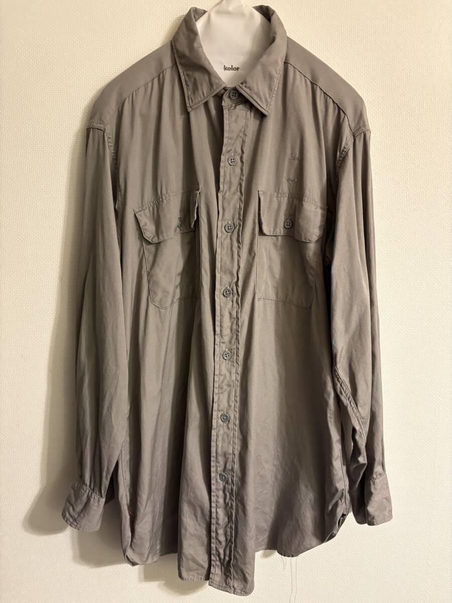 ■Deadstock アメリカ■デッドストック ワークシャツ グレー コットン サイズ15 1/2 50s前後拍卖