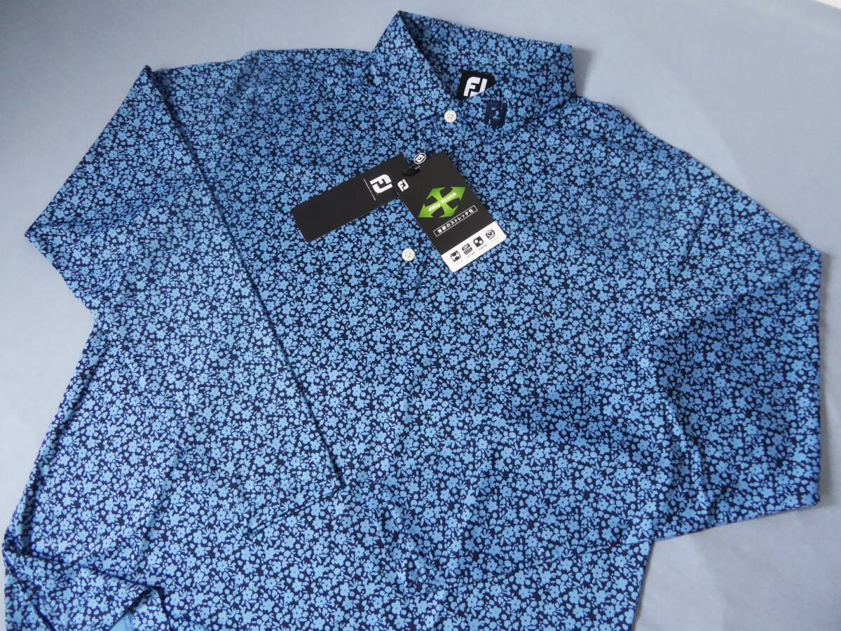 FOOTJOY GOLF フットジョイ ゴルフ 4WAYストレッチ 吸汗速乾 抗菌防臭 UVカット 長袖ポロシャツ XXL 紺 ①拍卖