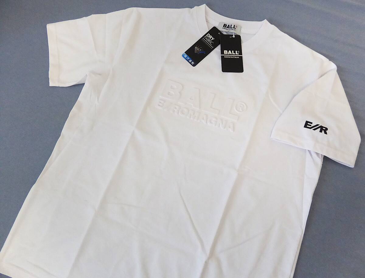 BALL ボール イタリア発人気ブランド エンボス加工 吸汗速乾 ドライ ストレッチ 半袖 Tシャツ LL 白 拍卖