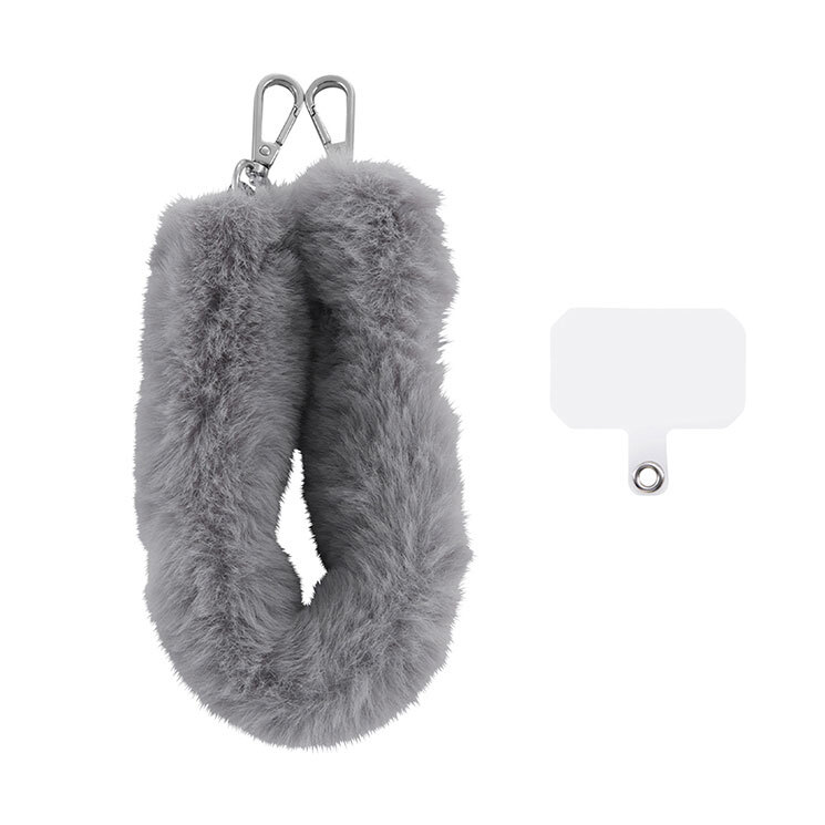 もこもこ ファー ハンド ストラップ スマホ グレー 灰 エコファー 全機種対応 ホルダー iPhone Android アイフォン アイホン拍卖