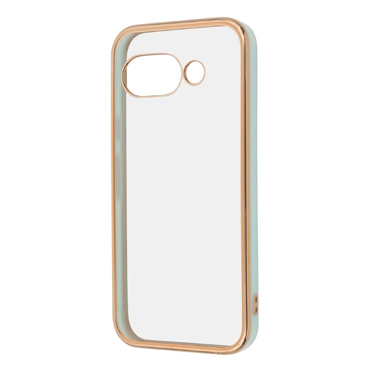 GooglePixel9a ケース クリア ミントグリーン ゴールド メタリック フレーム 透明 衝撃吸収 ハイブリッドGoogle Pixel グーグル ピクセル拍卖