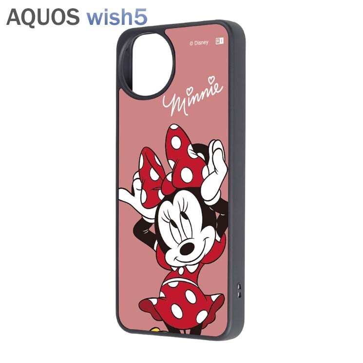 AQUOSwish5 ケース ディズニー ミニーマウス 衝撃吸収 ハイブリッド 保護 カバー キャラクター AQUOS wish5 アクオス ウィッシュ拍卖