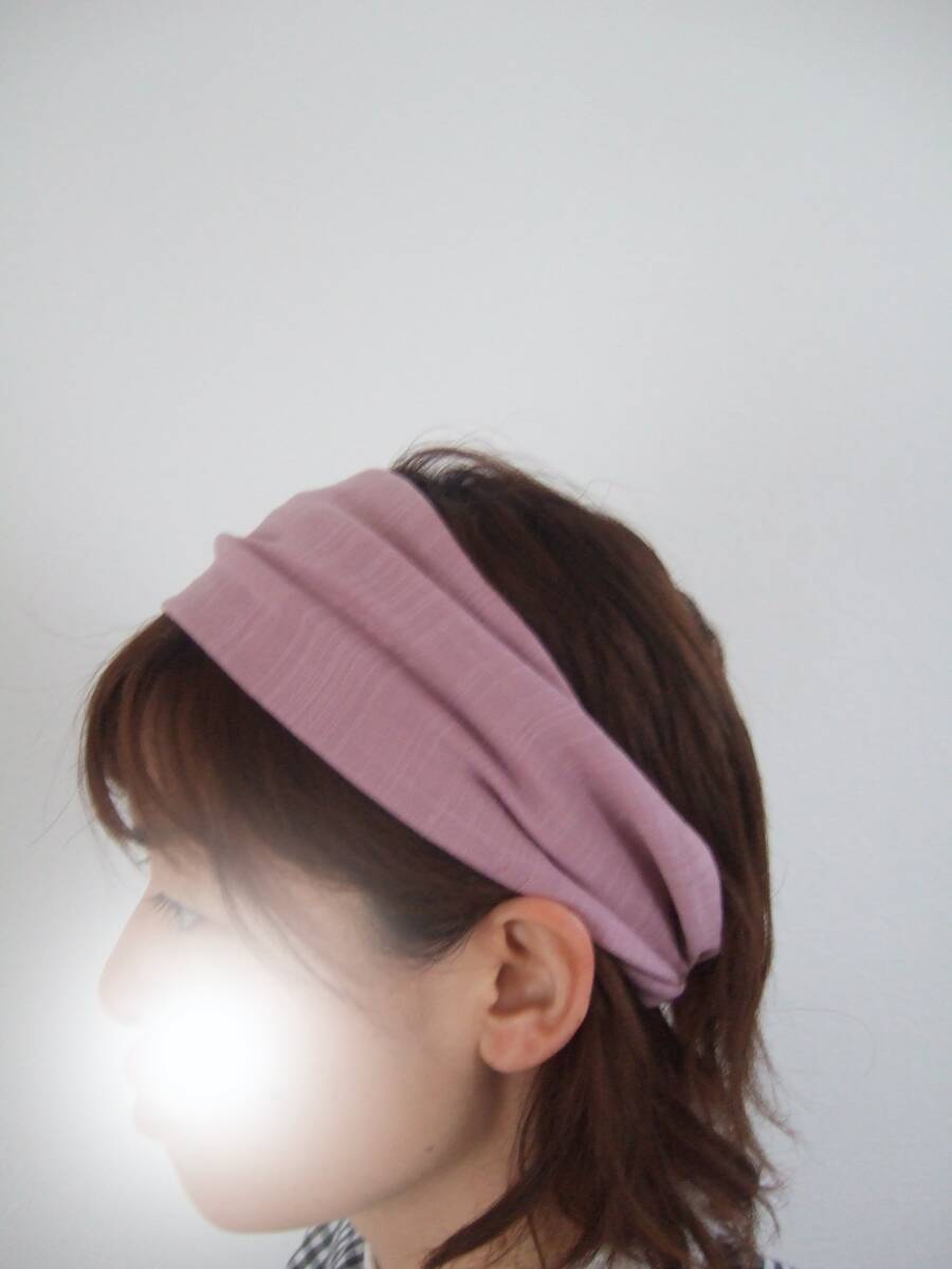 ★即決★ハンドメイド 肌触りの良いスラブダブルガーゼ オールドローズ 柔らかコットンのゆるターバン***ヘアバンド 拍卖