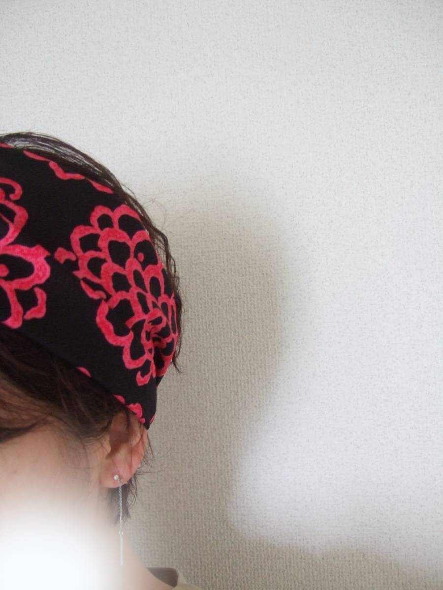 ★即決★ハンドメイド ダリア ピンクが大人和モダンなアクセントに ややしっかり目オックス コットンのゆるターバン****ヘアバンド 拍卖