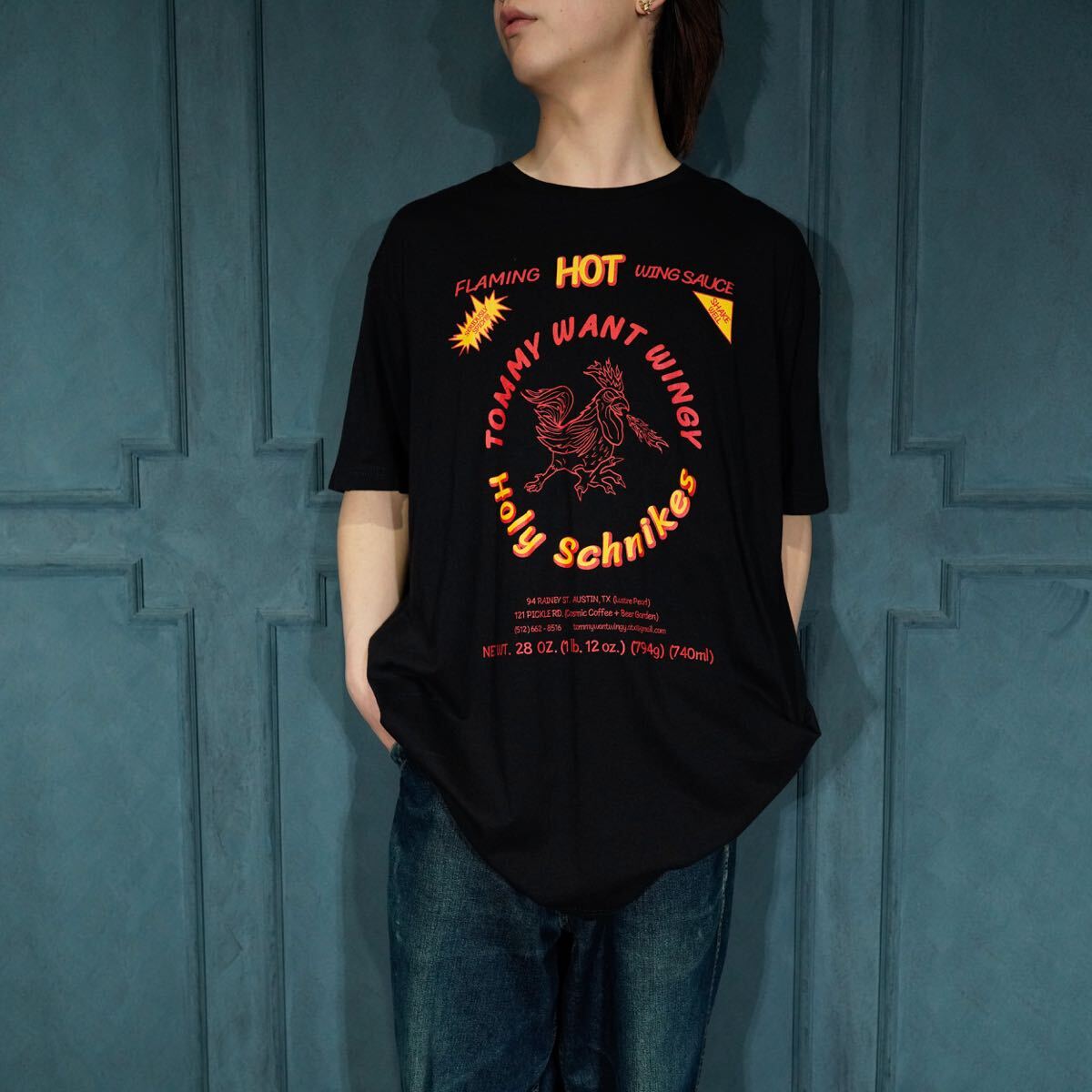 USA VINTAGE NEXT LEVEL HOT CHICKEN PRINT DESIGN/アメリカ古着ホットチキンプリントデザインTシャツ拍卖