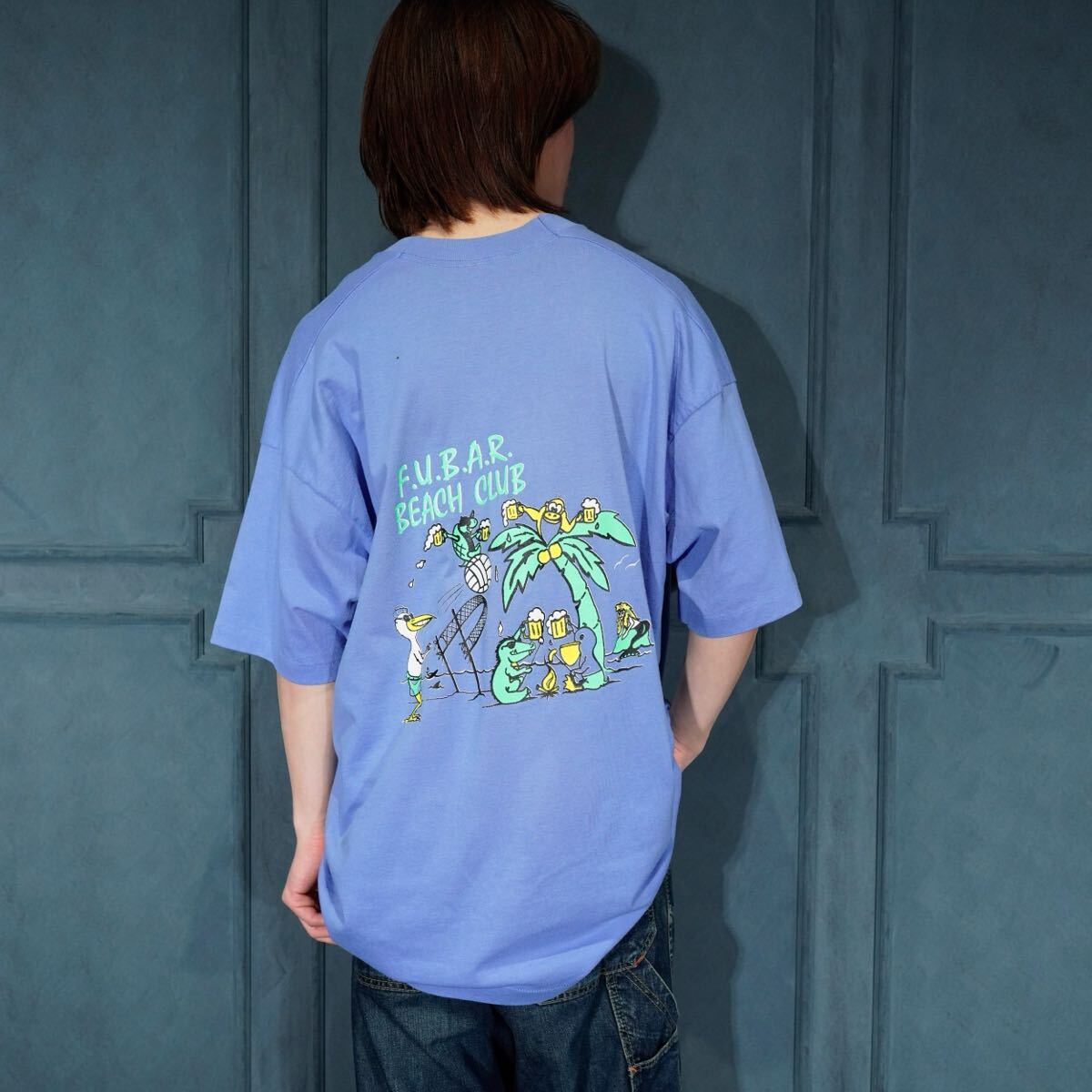 90's USA VINTAGE FRUIT OF THE LOOM ANIMAL PRINT DESIGN T SHIRT/90年代アメリカ古着アニマルプリントデザインTシャツ拍卖