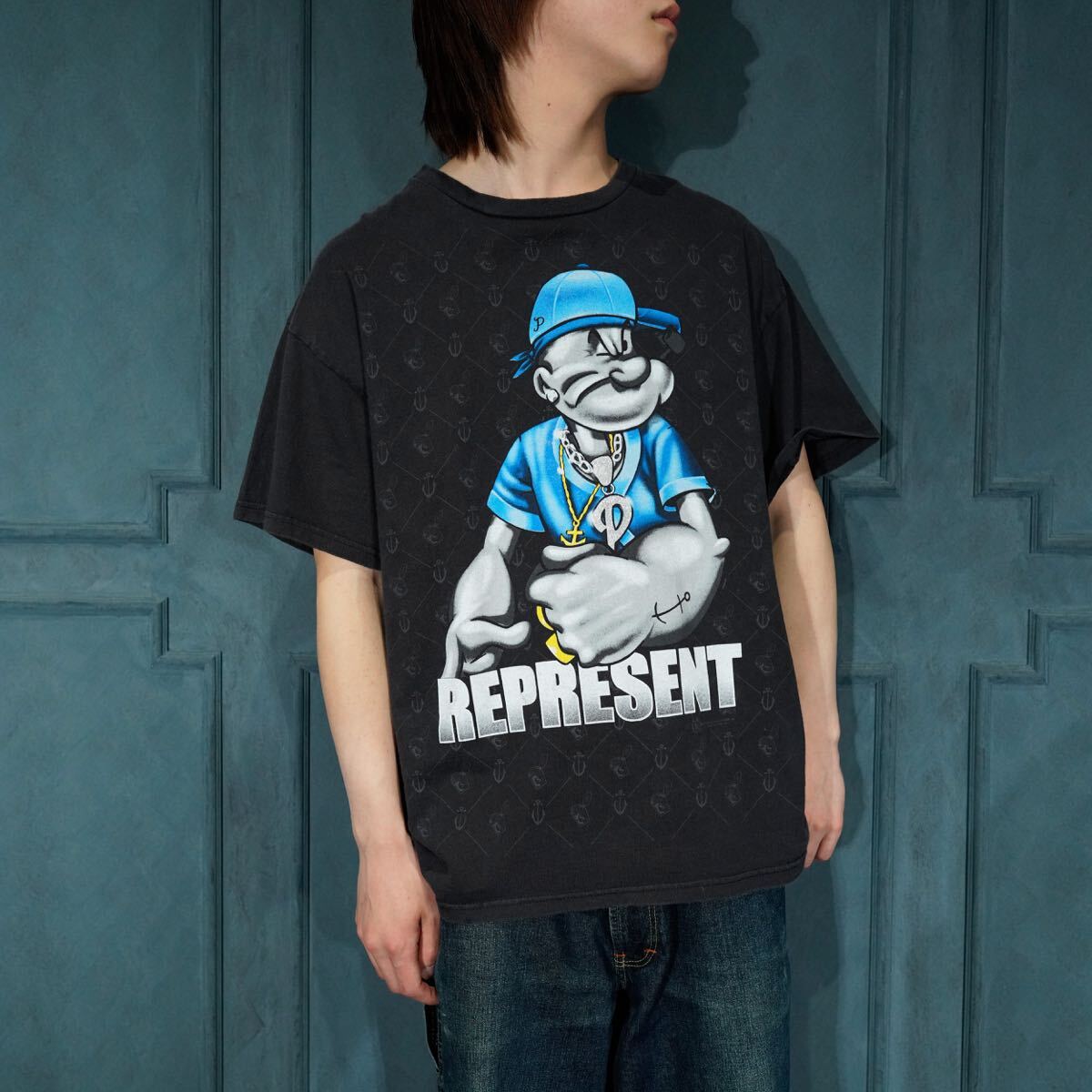 90's~ USA VINTAGE DELTA PRO WEIGHT STREET BOY PRINT DESIGN T SHIRT/90年代~アメリカ古着ストリートボーイプリントデザインTシャツ拍卖