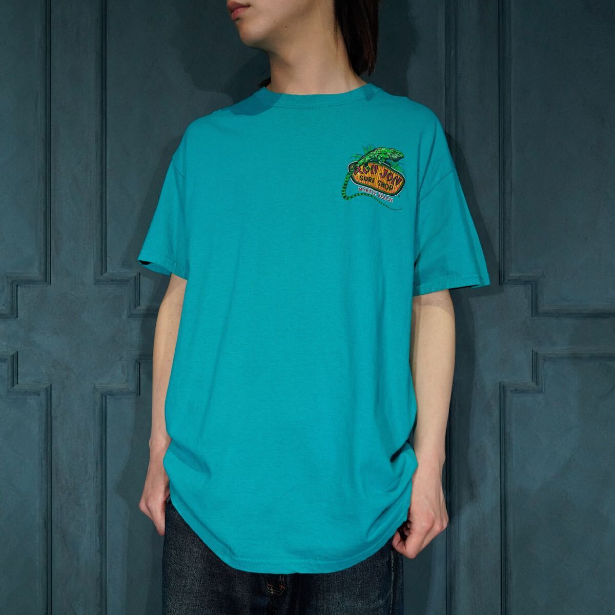 90's USA VINTAGE RON JON LIZARD PRINT DESIGN T SHIRT/90年代アメリカ古着トカゲプリントデザインTシャツ拍卖