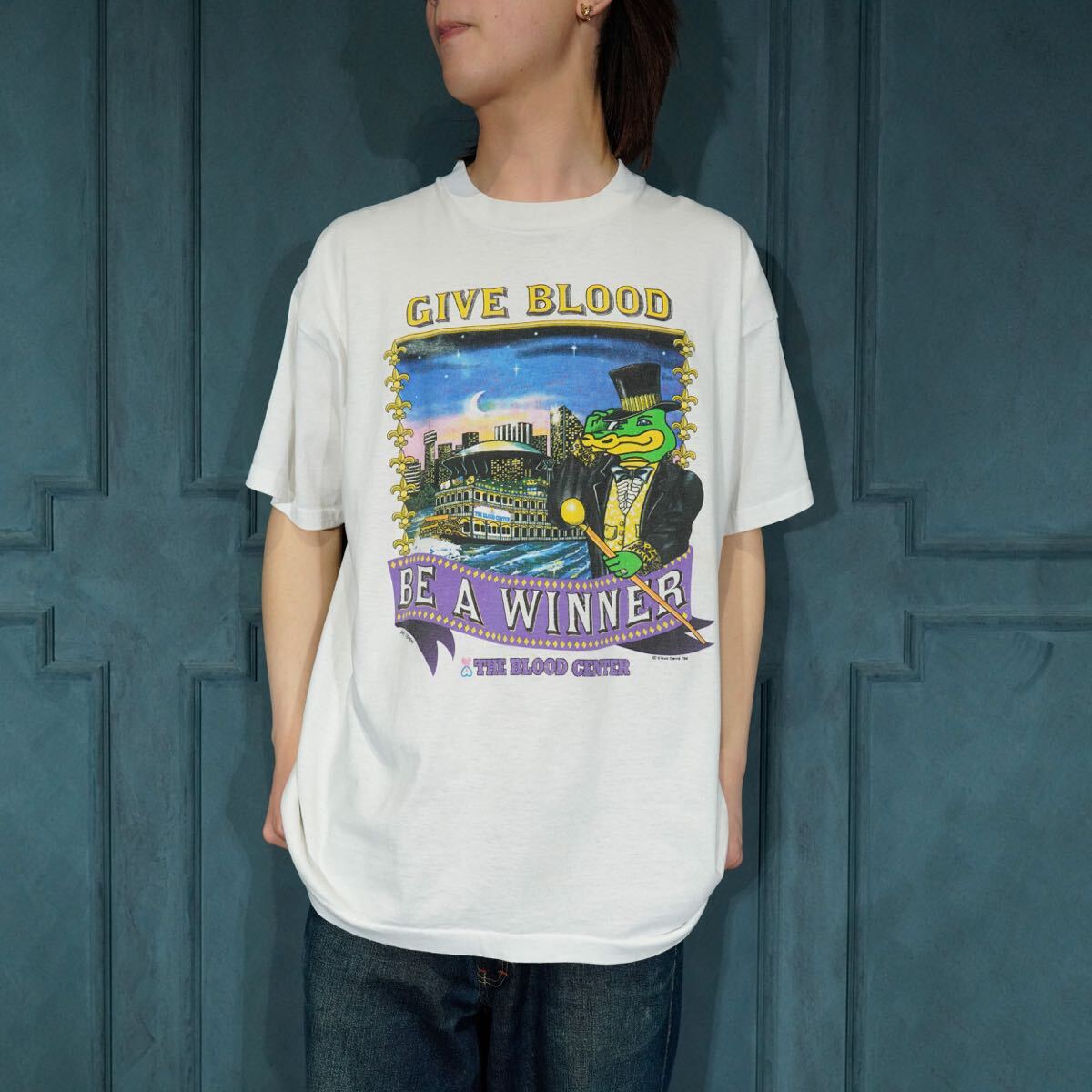 90's USA VINTAGE FRUIT OF THE LOOM BEST ANIMAL PRINT DESIGN T SHIRT/90年代アメリカ古着アニマルプリントデザインTシャツ拍卖