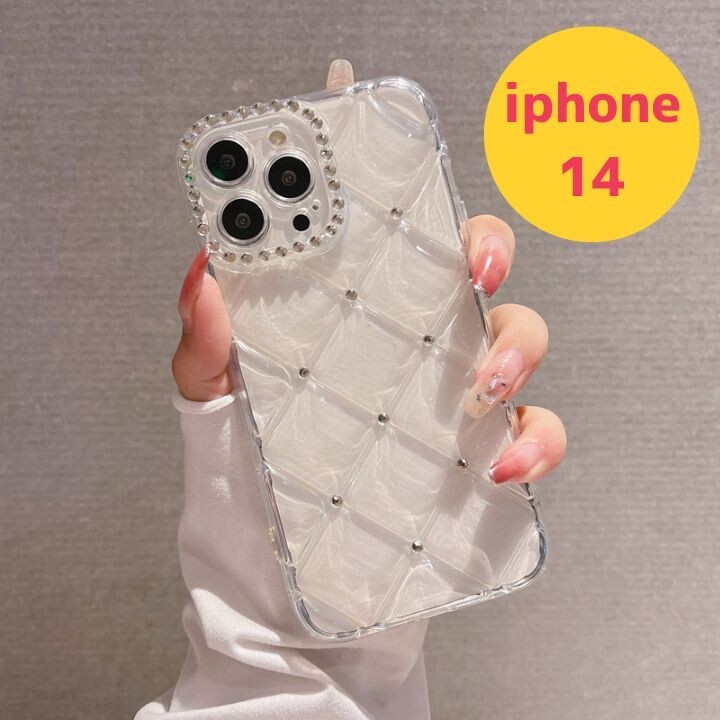 iPhone14 ダイヤモンド型 スマホケース 透明 ラインストーン キラキラ拍卖