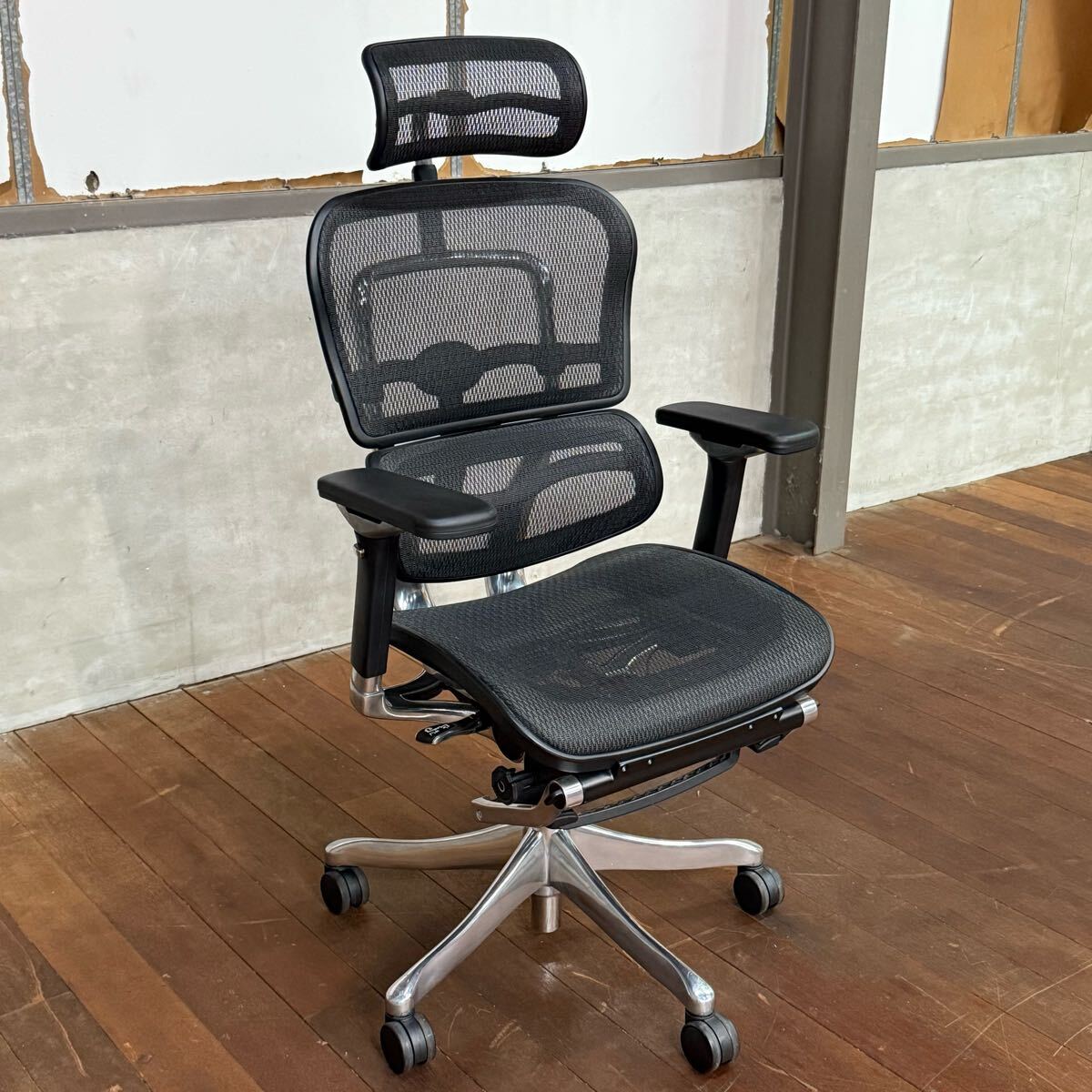 H15K41 Ergohuman エルゴヒューマン プロ EHP-HAM-HB ヘッドレスあり オットマン メッシュ オフィスチェア ブラック 回転椅子拍卖