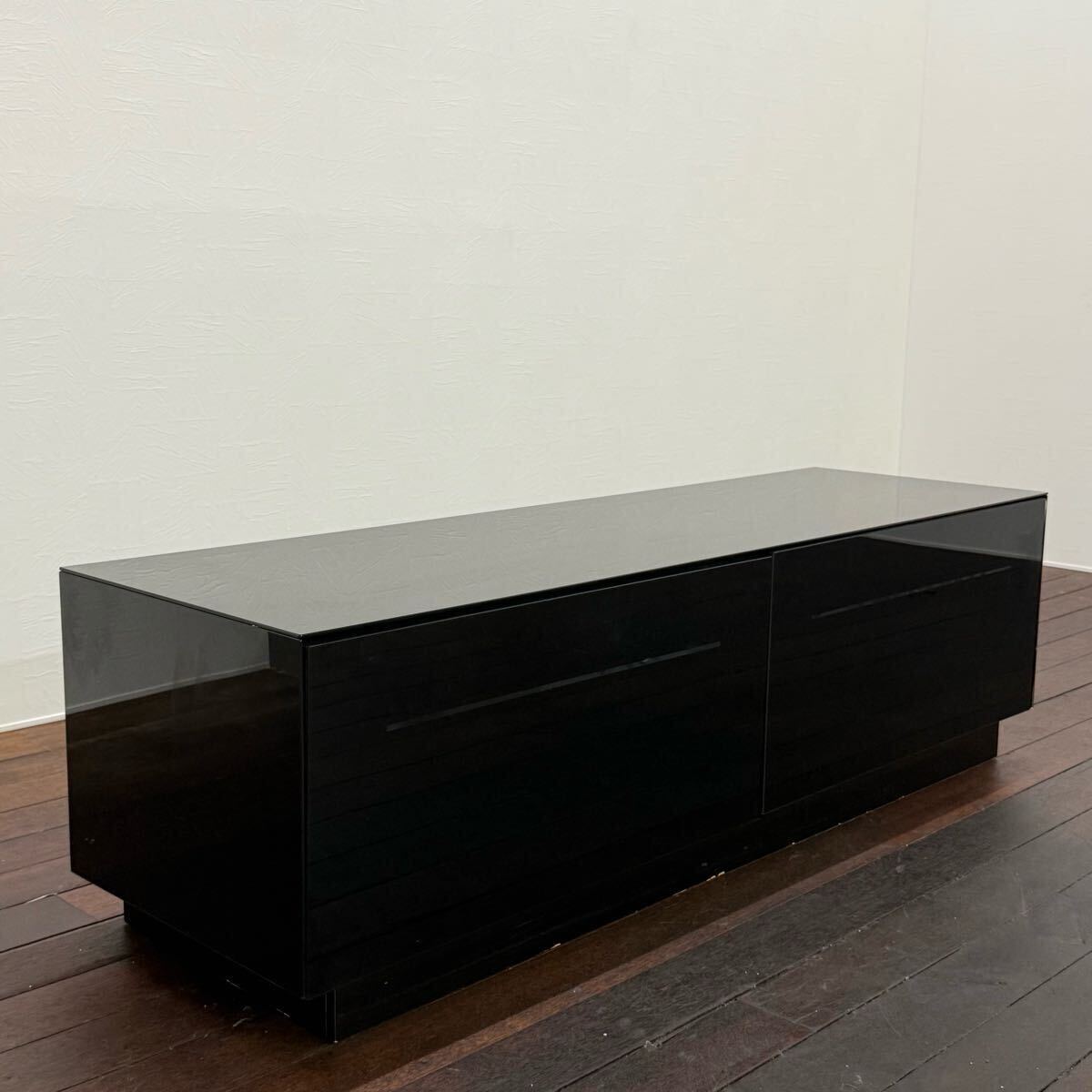 H17C37 ルーニーⅡ 150テレビボード ブラック ガラス張り W1500 テレビ台 AVボード リビングボート ローボード TVボード テレビラック 拍卖