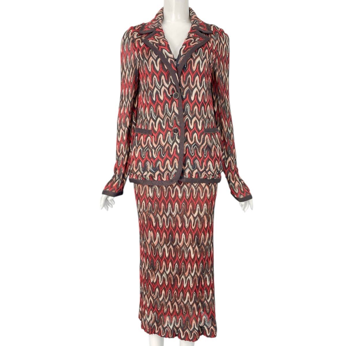 美品 MISSONI ミッソーニ セットアップ ジャケット スカート 総柄 マルチカラー サイズ44 AH3-2 0728-20拍卖