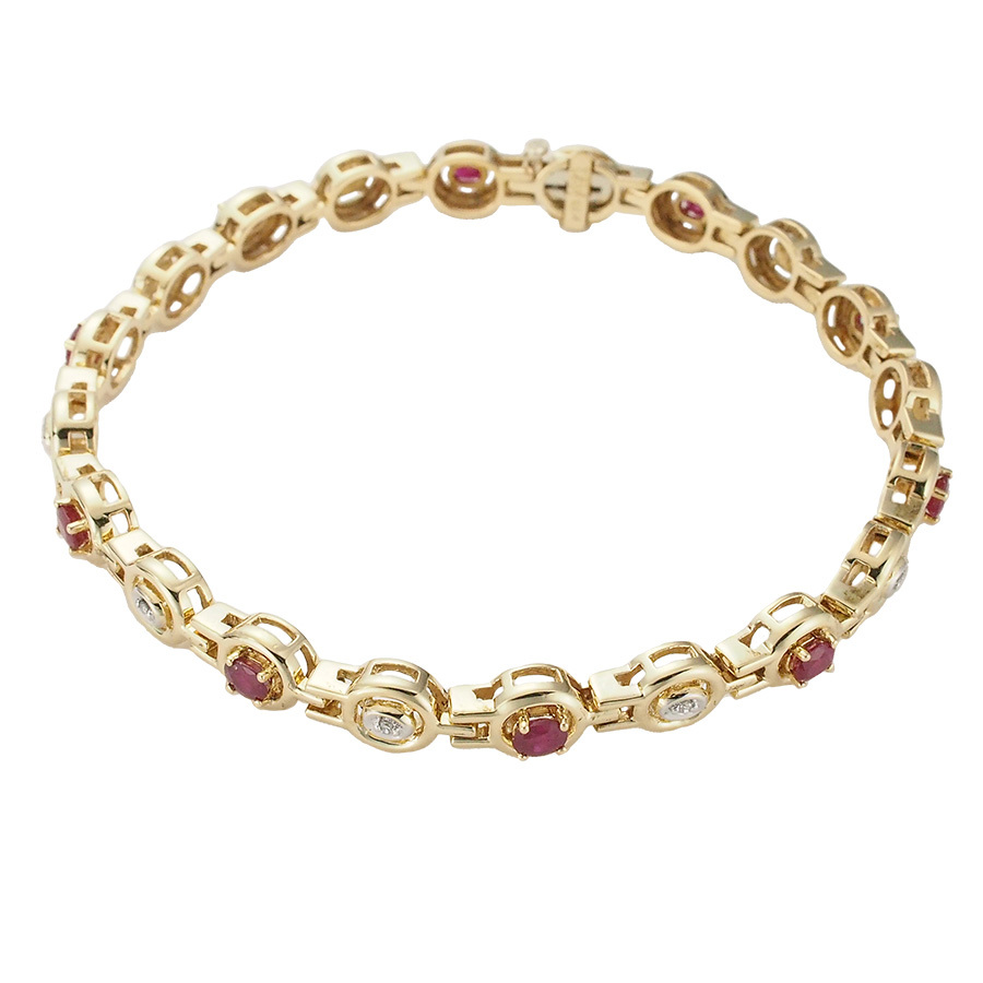 ルビー/1.54ct ダイヤ/0.05ct ブレスレット K18YG拍卖