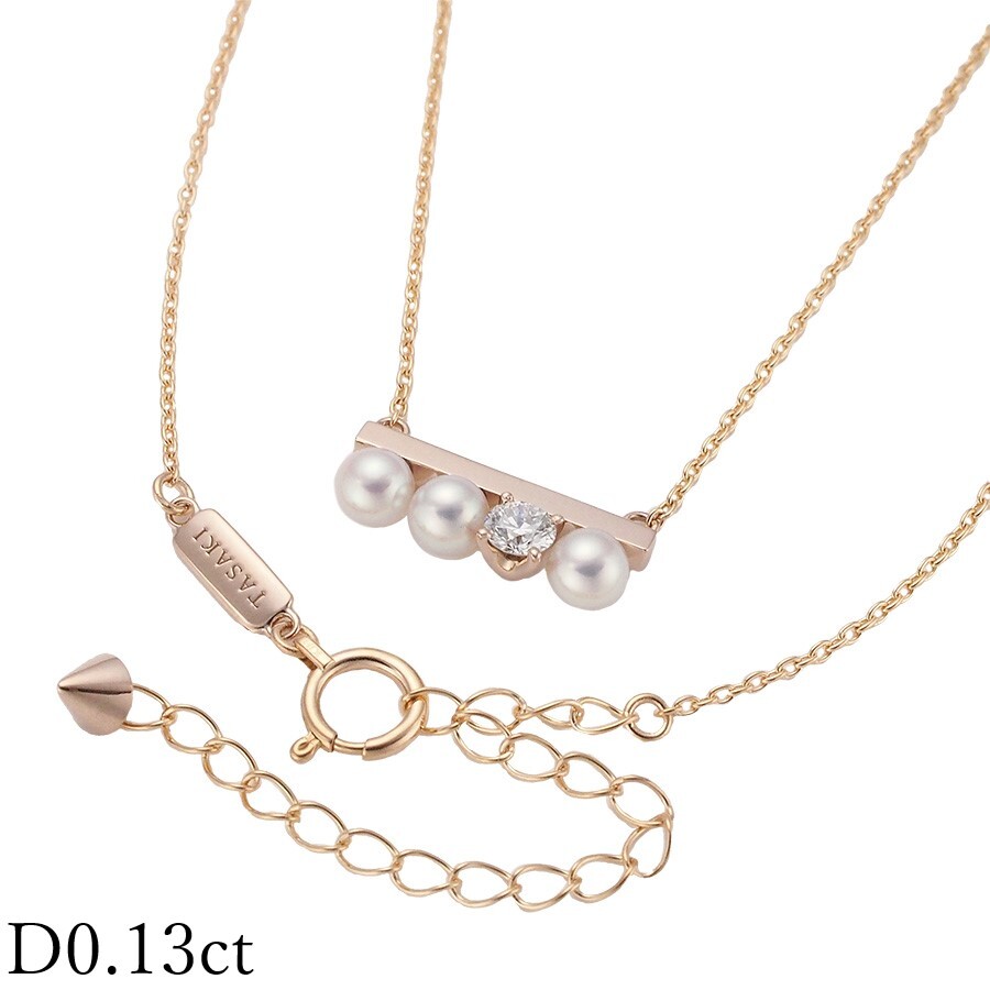 タサキ パール ダイヤモンド/0.13ct プチ バランス ネックレス P-16743-5-18KSG K18PG 750SG拍卖