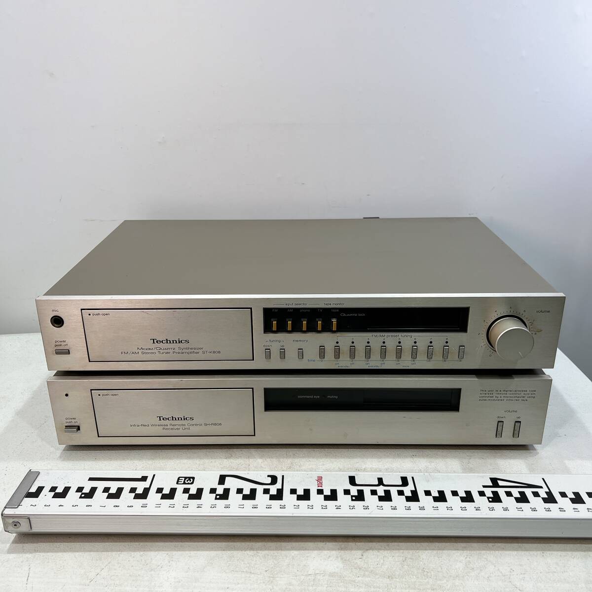 Technics ST-K808 FM/AM ステレオ チューナーアンプ + SH-R808 ワイアレス リモートコントロール 電源コードなし ジャンク 中古拍卖