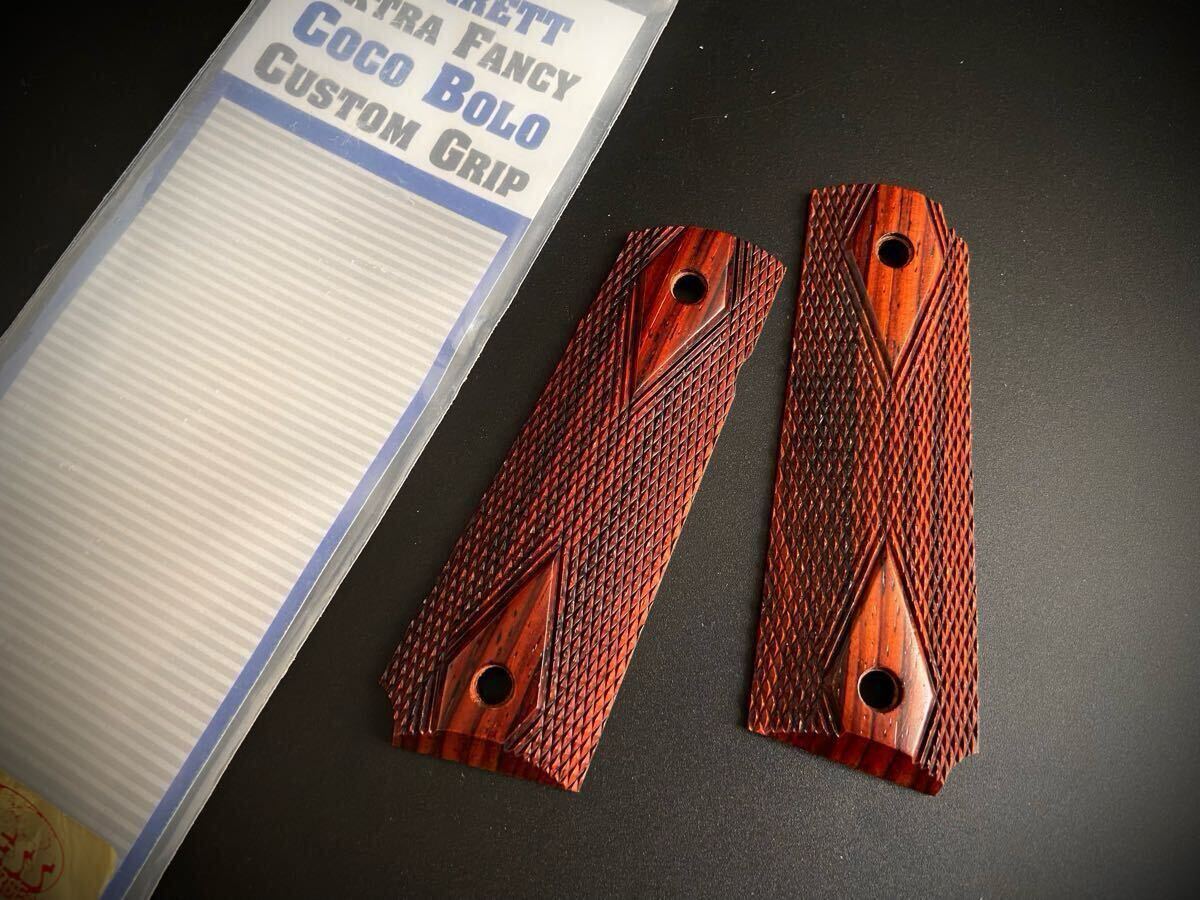 実物 未使用 HERRETT へレッツ 1911 木製 グリップ モデルガン ガスガン 六研 エラン zeke prime ガバメント ダブルダイヤモンド拍卖