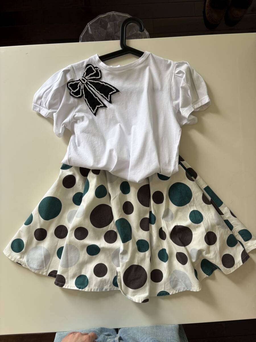 かわいい【pilkku ピルック】水玉☆ドットスカート☆Lサイズ 140~150・130 日本製 綿100% 拍卖