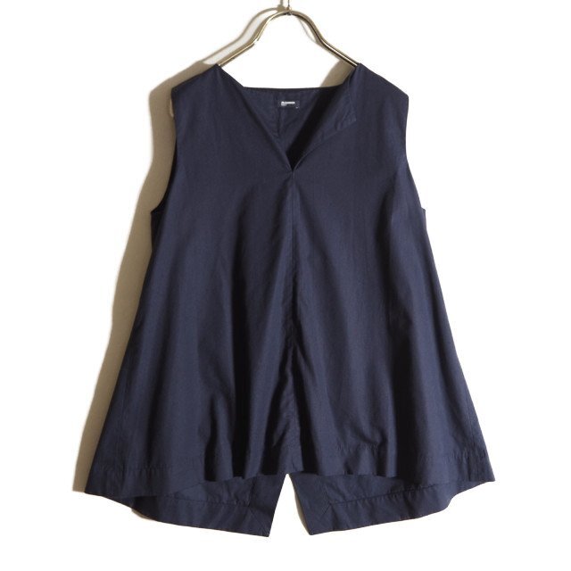 R0942f6 ▼JIL SANDER NAVY ジルサンダー▼ コットンノースリーブ プルオーバー フレアブ ラウス ネイビー 34/XS シャツ 紺 春夏拍卖