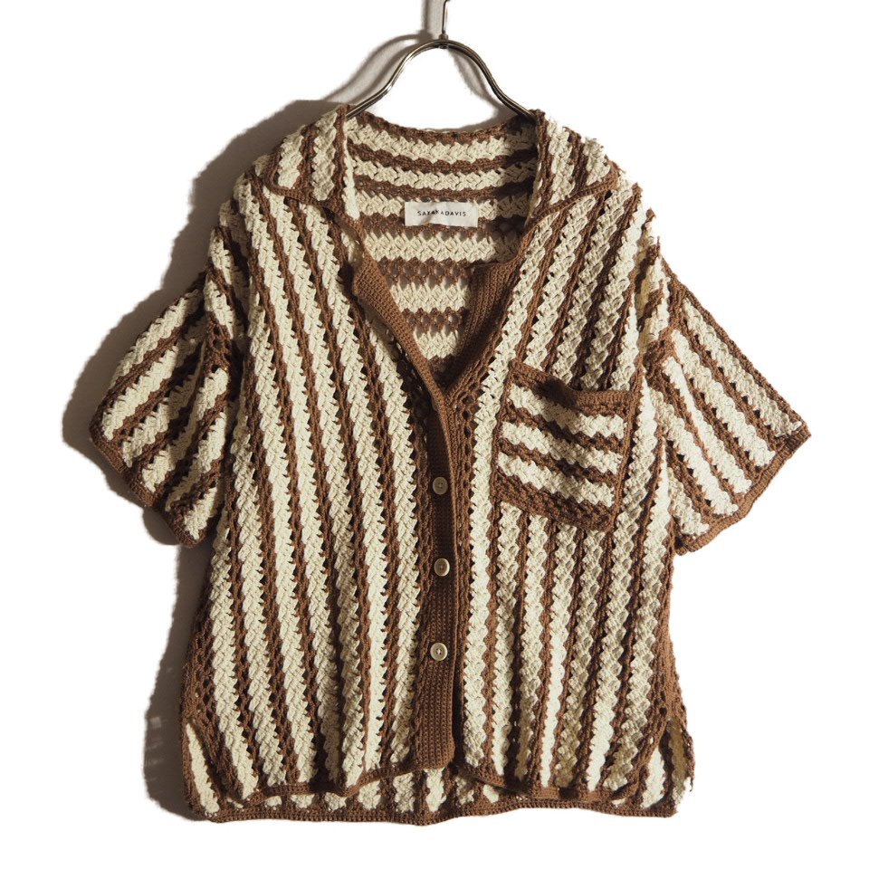R1395f66 ■SAYAKA DAVIS サヤカデイヴィス■ Crochet Shirt ニットシャツ ブラウン XS / クロケットシャツ コットンニット 春夏拍卖