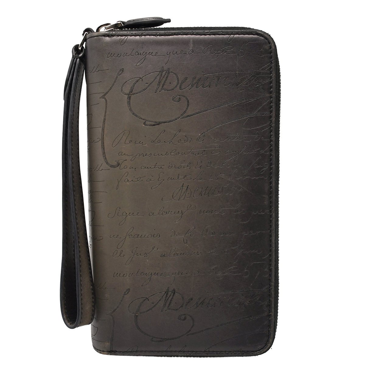 ベルルッティ Berluti カリグラフィ タリ ラウンドファスナー 長財布 トラベルケース スクリット カーフレザー ブラック Wファスナー 中古拍卖