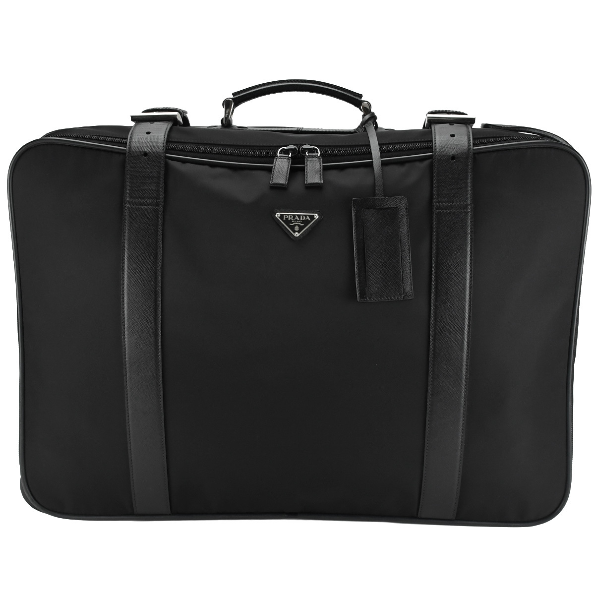 プラダ PRADA トライアングルロゴ スーツケース キャリーケース ボストンバッグ 2way V410 黒 ブラック ナイロン サフィアーノレザー 中古拍卖