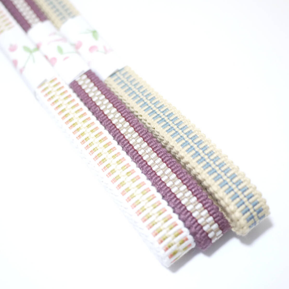 匿名発送★03-L★三分紐 長尺 3本 お試しセット 木綿 真田紐 国内産★白・サーモンピンク・小豆色・ベージュ・水色拍卖