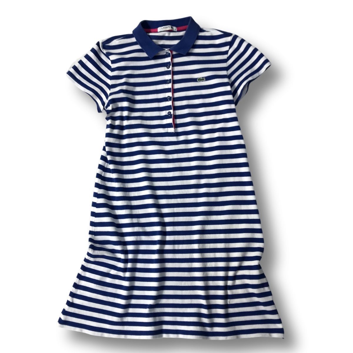 《オススメ◎》LACOSTE ラコステ★ワンポイント*ボーダーデザイン*ミニワンピース*ホワイト/ブルー*サイズ38(LS813)◆S60拍卖