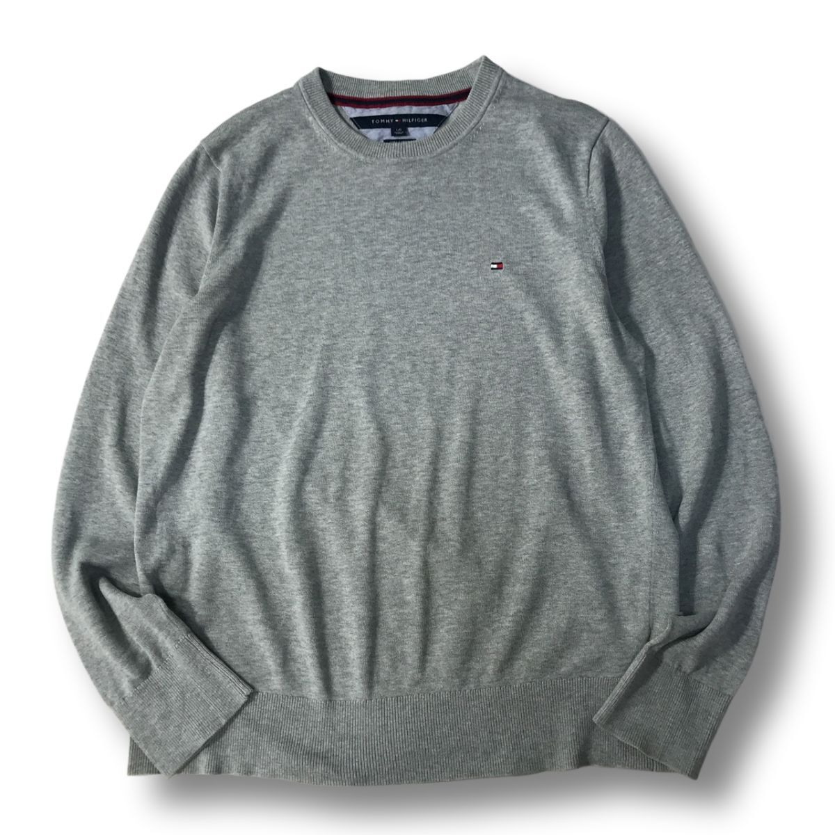 《オススメ◎》TOMMY HILFIGER トミーヒルフィガー★ワンポイント*長袖ニット*セーター*グレー*サイズL(MA8956)◆S60拍卖