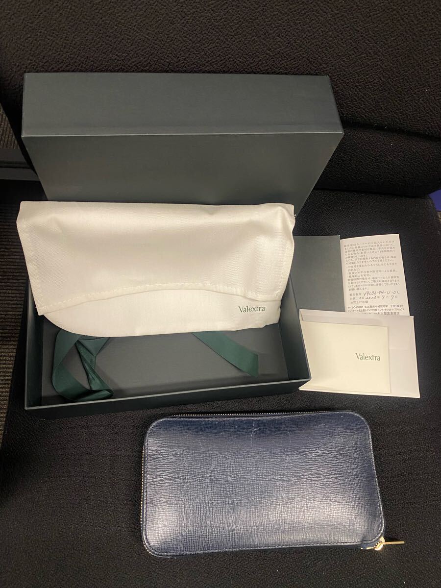 Valextra ヴァレクストラ ラウンドジップ 12カード ネイビー 長財布 メンズ ユニセックス ジッピー拍卖