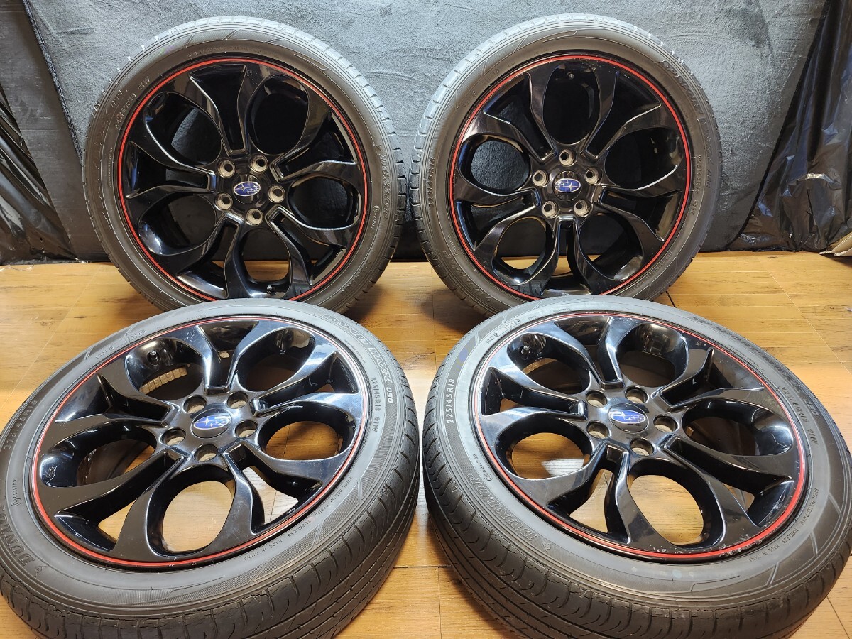 スバル純正 オプション レヴォーグ 18インチ タイヤホイール 7.5J 114.3-5H +55 ハブ56mm DUNLOP SP SPORT MAXX 225/45R18 225/45-18拍卖
